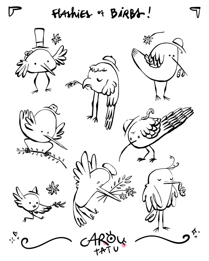 Birbs tattoo flash sheets